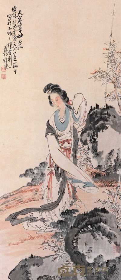 徐操 丁丑（1937年）作 天寒翠袖 立轴 104.6×45.4cm